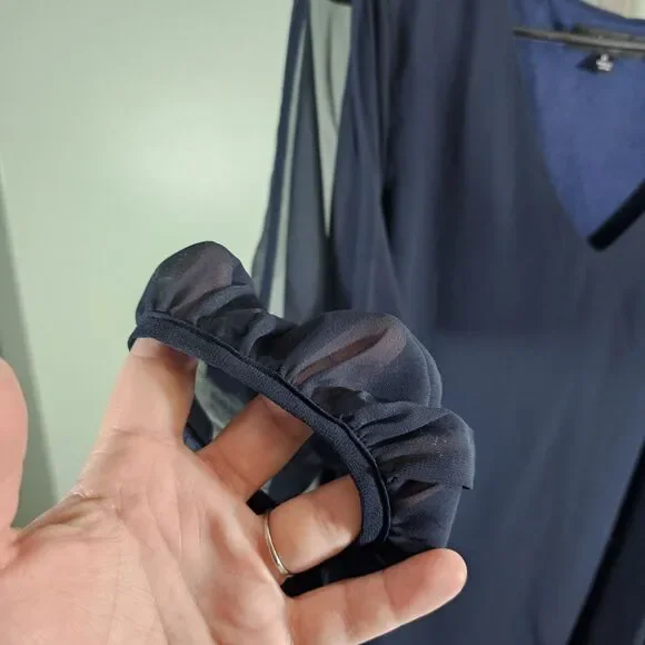 Lulus Women's Navy Blue Shifting Dears Long Sleeve Shift Dress Size Medium - Picture 4 of 9